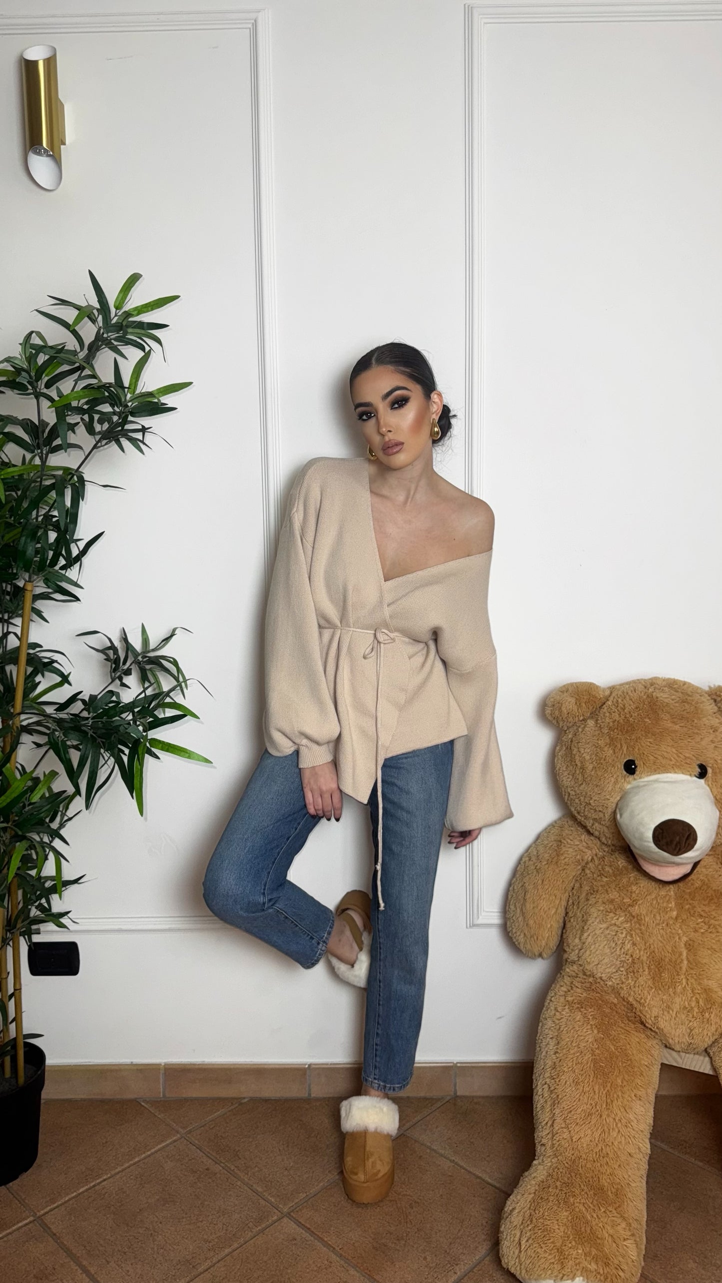 CARDIGAN INCROCIO BEIGE
