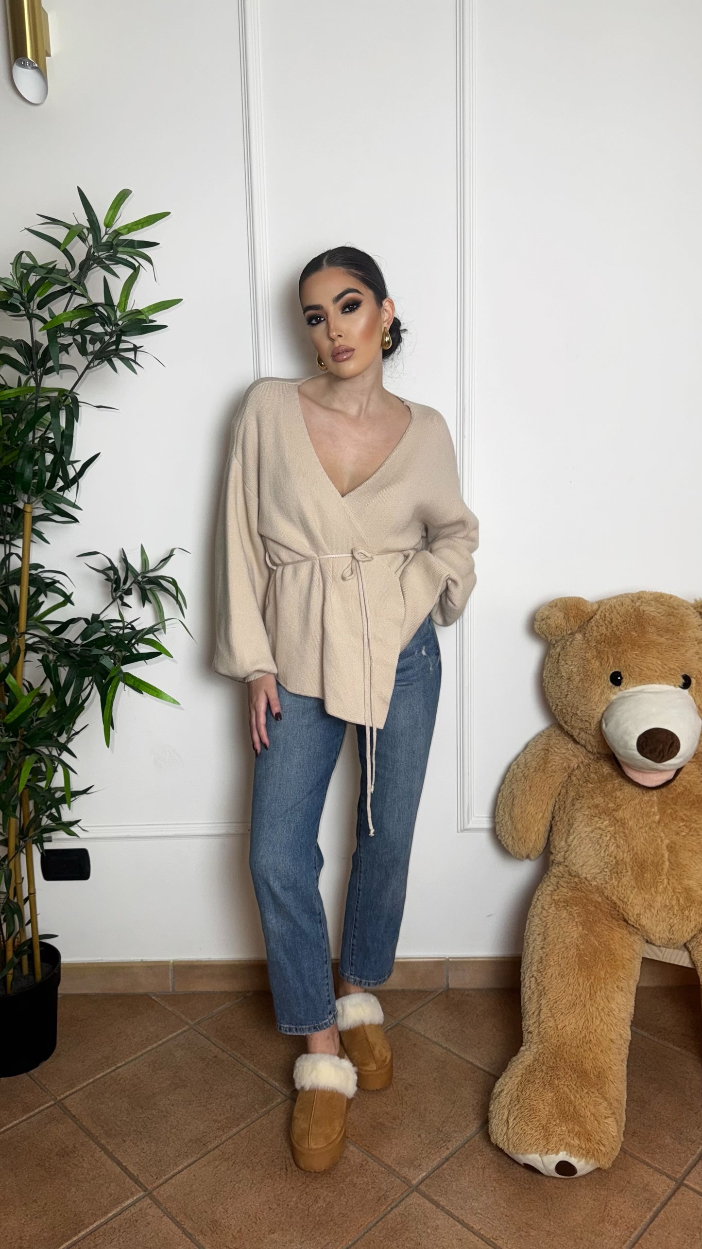 CARDIGAN INCROCIO BEIGE