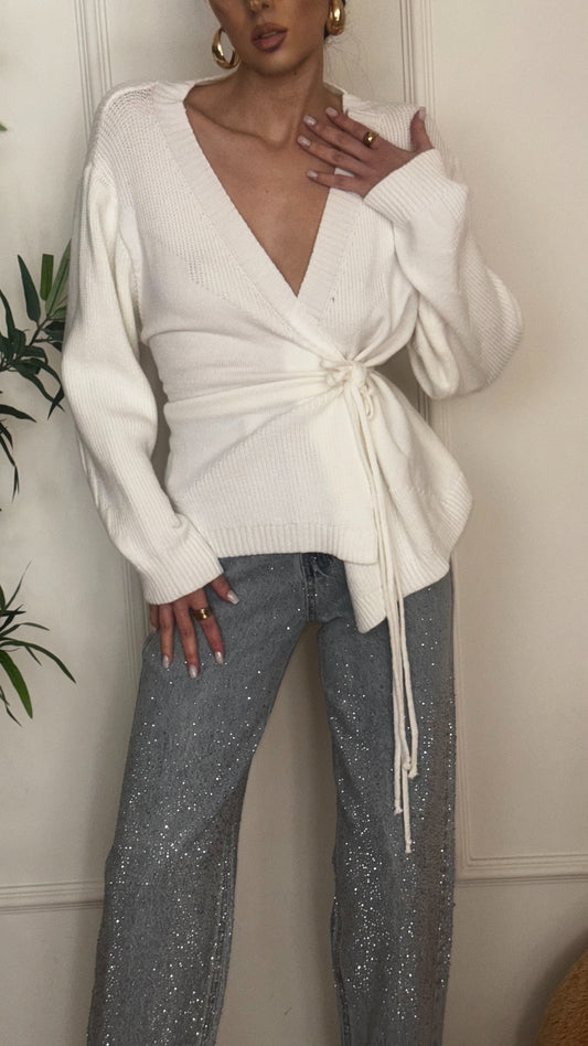 CARDIGAN INCROCIO BIANCO