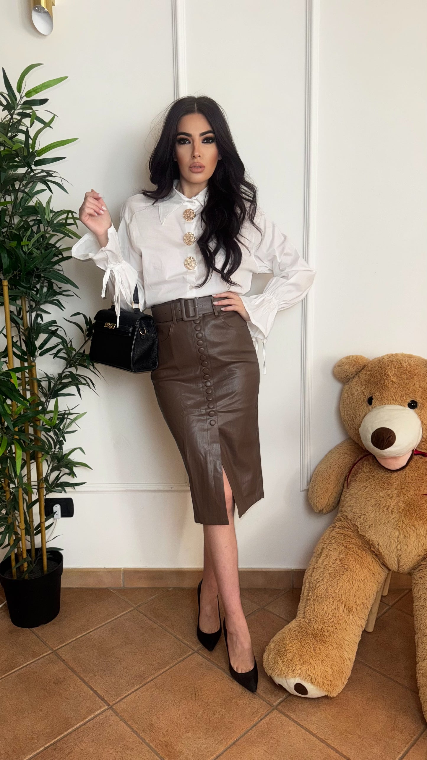 GONNA LOLITA IN PELLE MARRONE