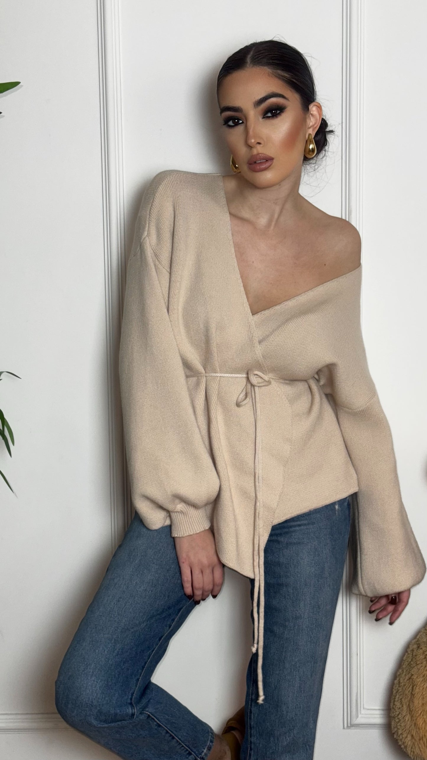 CARDIGAN INCROCIO BEIGE