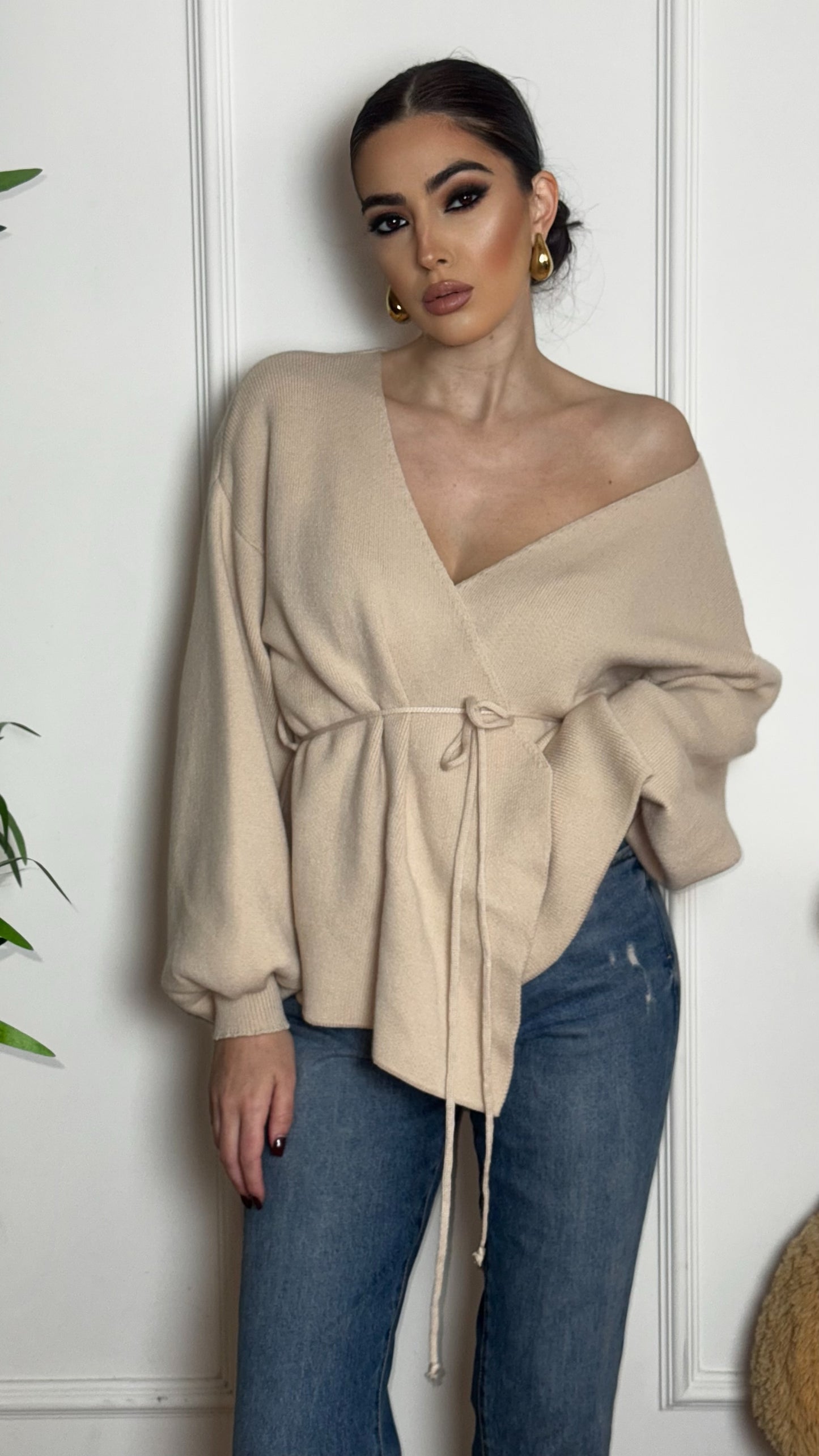 CARDIGAN INCROCIO BEIGE