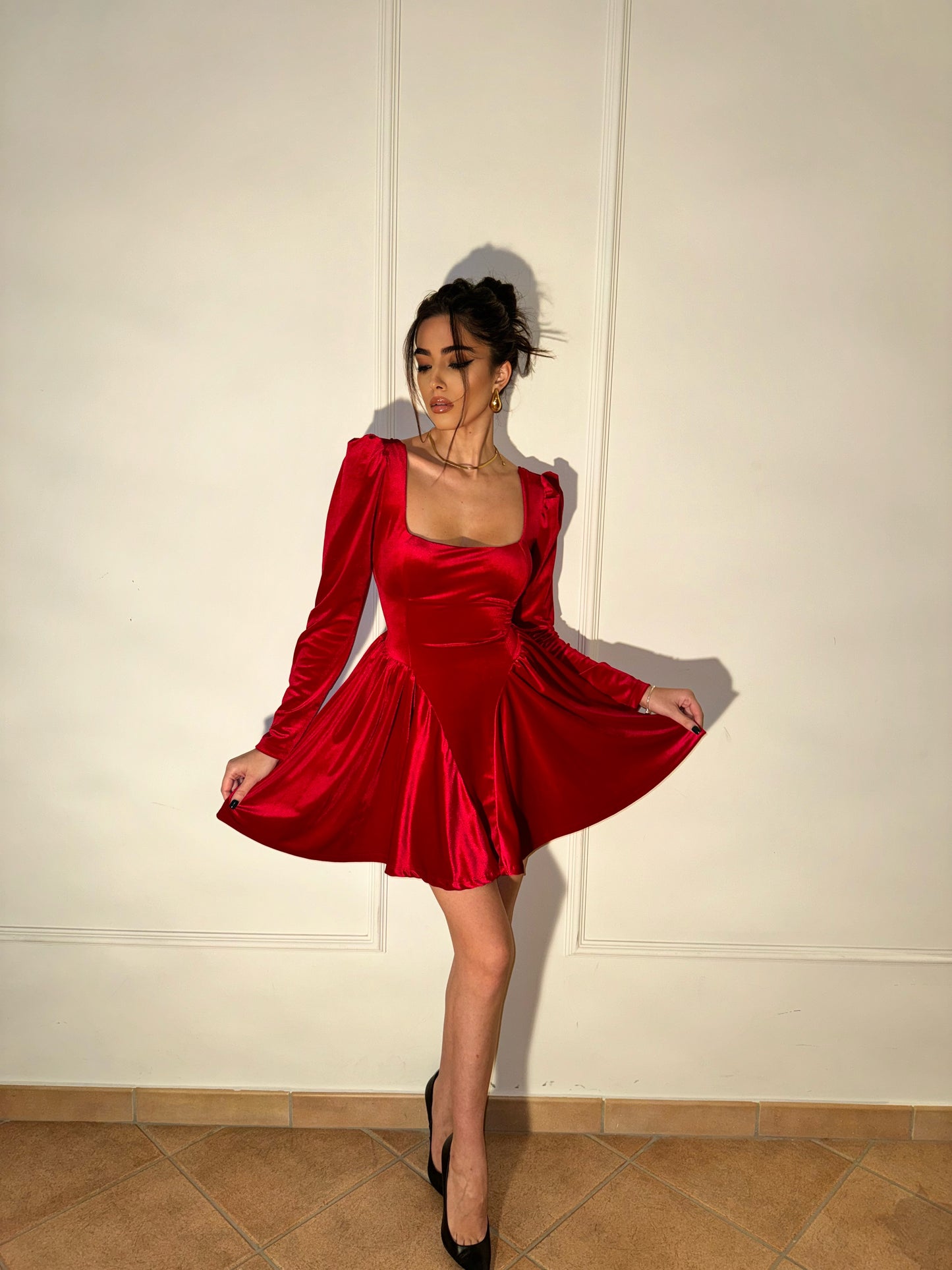 DRESS DOLLY VELLUTO RED